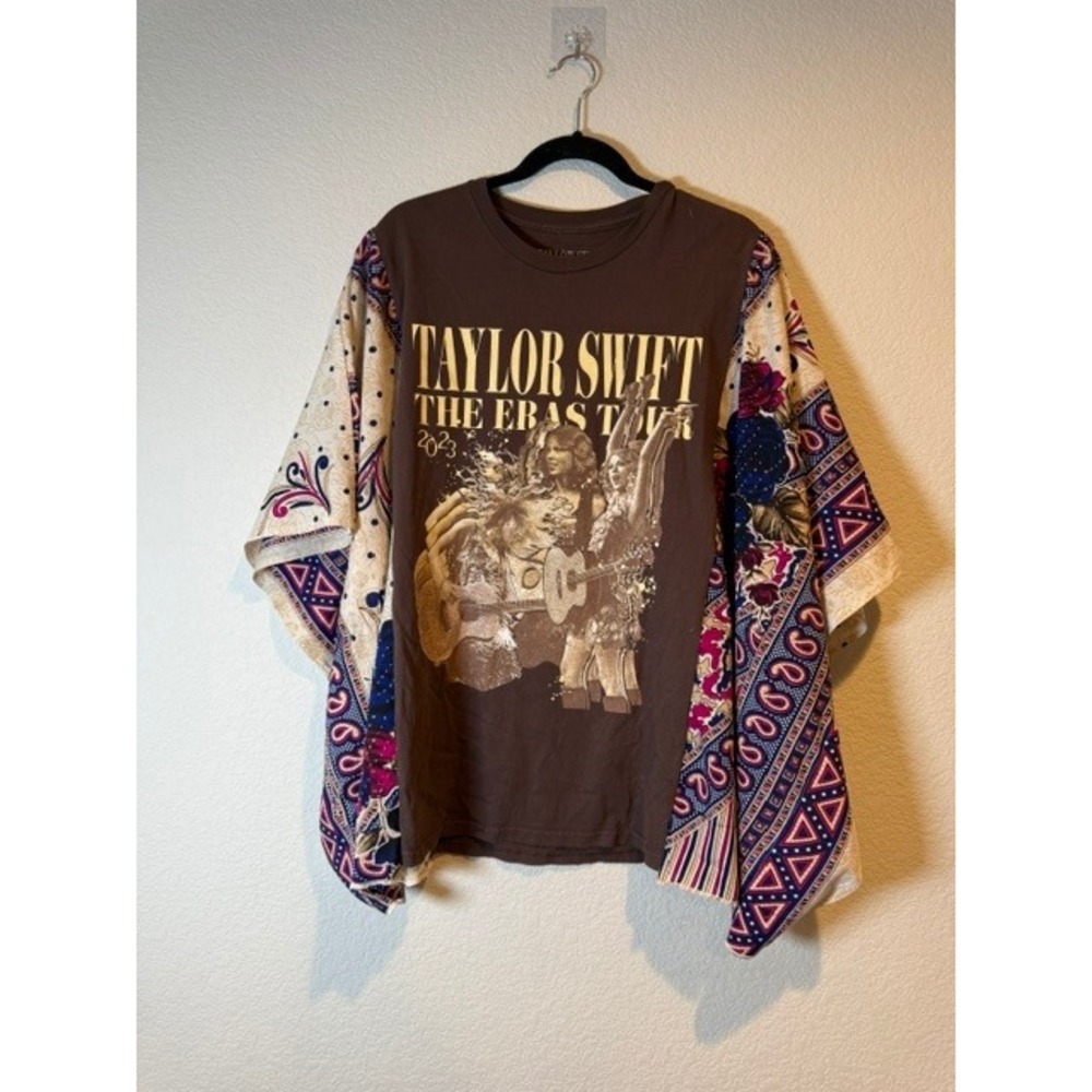 Taylor Swift The Eras Tour Upcycled Custom Kimono Sleeve Graphic Top Boho O/S